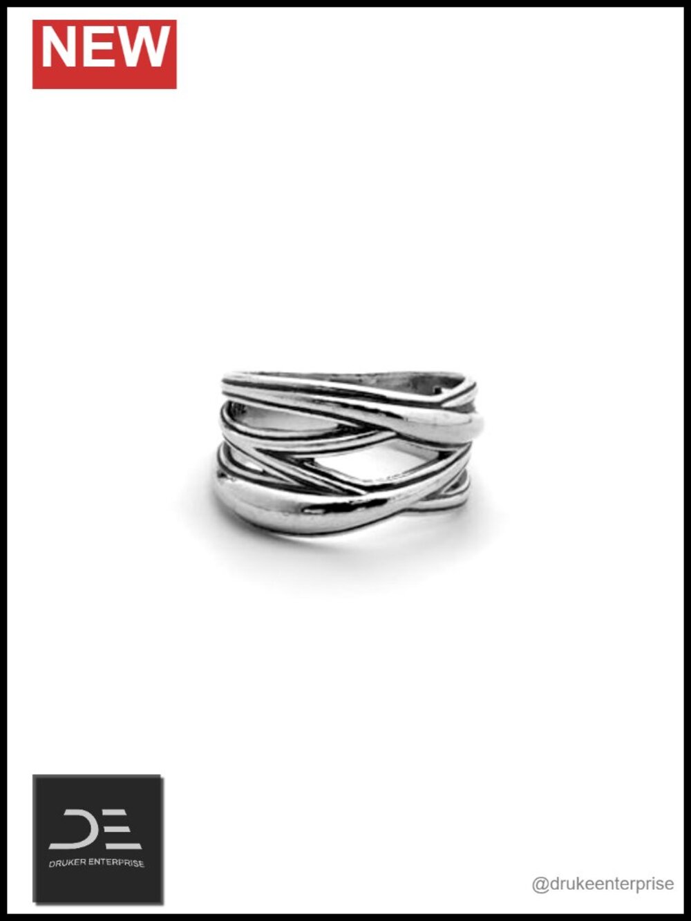 925 Sterling Silver Criss Cross Statement Ring Stackable Artisan Handcrafted